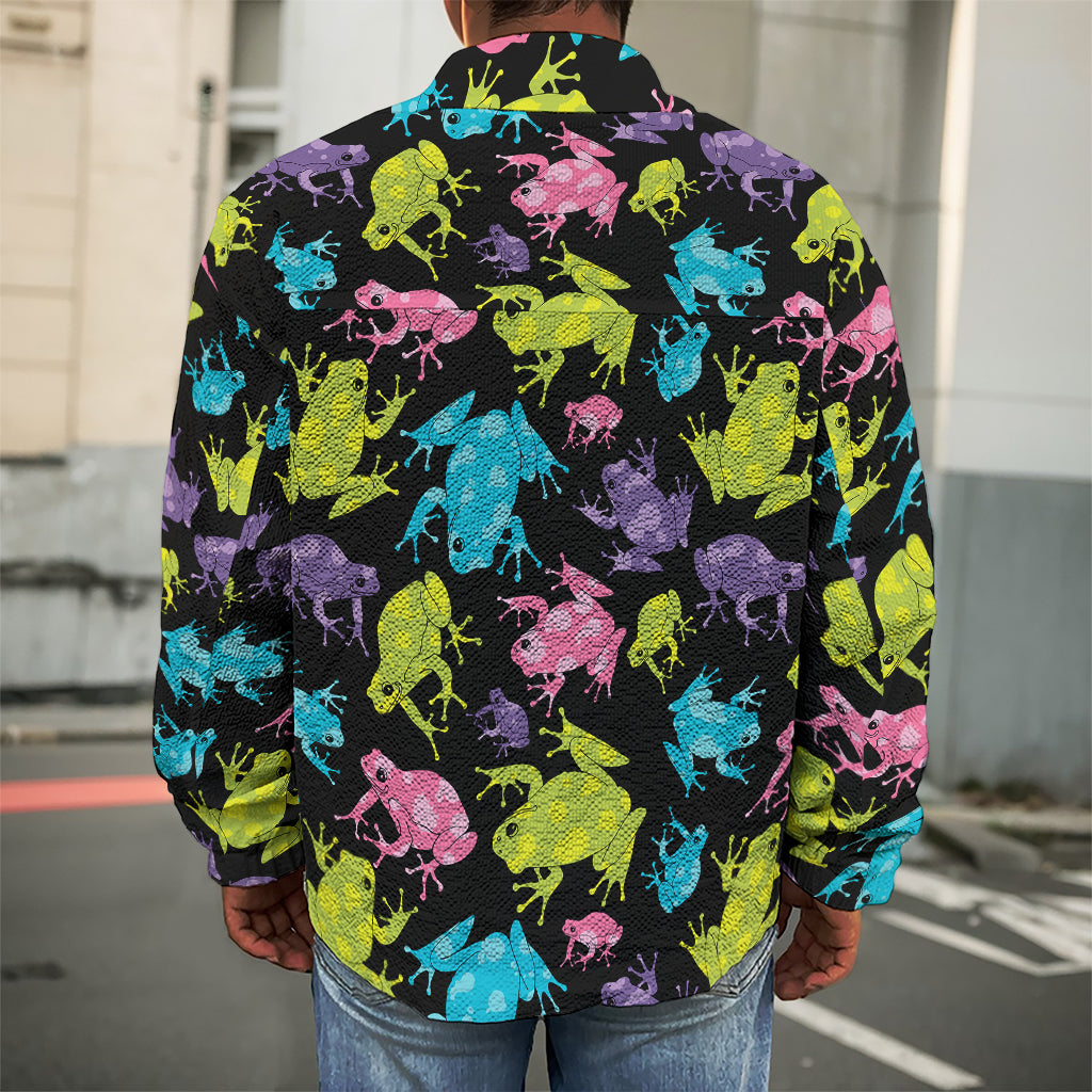 Colorful Frog Pattern Print Men's Shirt Jacket