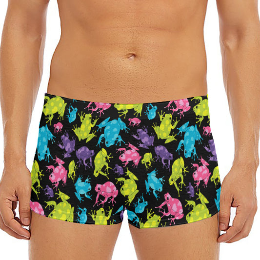 Colorful Frog Pattern Print Men's Short Boxer Briefs