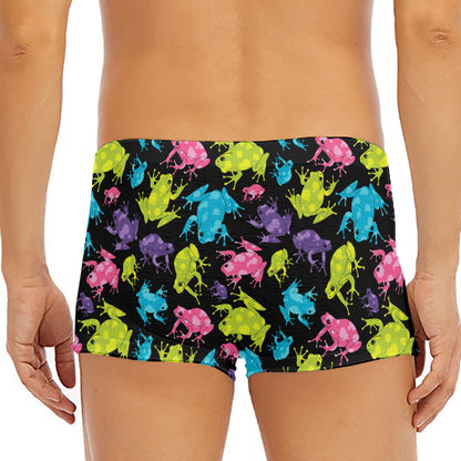 Colorful Frog Pattern Print Men's Short Boxer Briefs