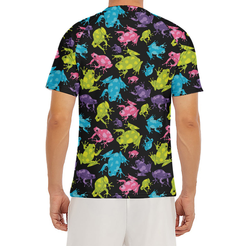 Colorful Frog Pattern Print Men's Short Sleeve Rash Guard