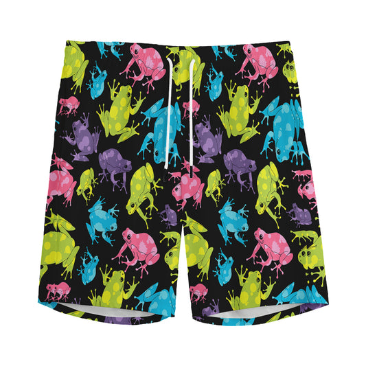 Colorful Frog Pattern Print Men's Sports Shorts