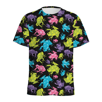 Colorful Frog Pattern Print Men's Sports T-Shirt