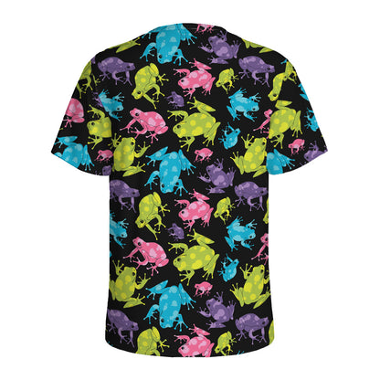 Colorful Frog Pattern Print Men's Sports T-Shirt
