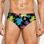 Colorful Frog Pattern Print Men's Swim Briefs