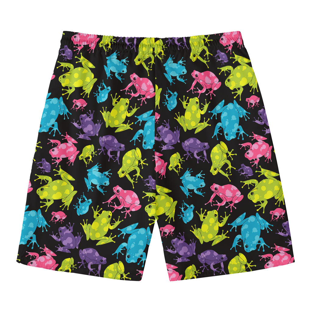 Colorful Frog Pattern Print Men's Swim Trunks