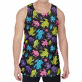 Colorful Frog Pattern Print Men's Velvet Tank Top