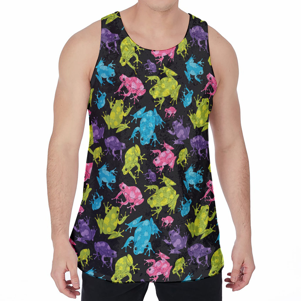 Colorful Frog Pattern Print Men's Velvet Tank Top