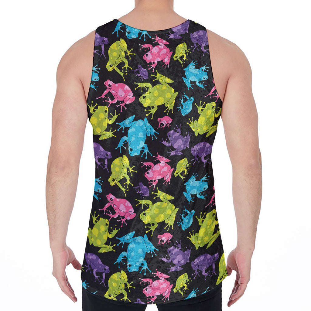 Colorful Frog Pattern Print Men's Velvet Tank Top