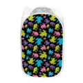 Colorful Frog Pattern Print Mesh Laundry Hamper