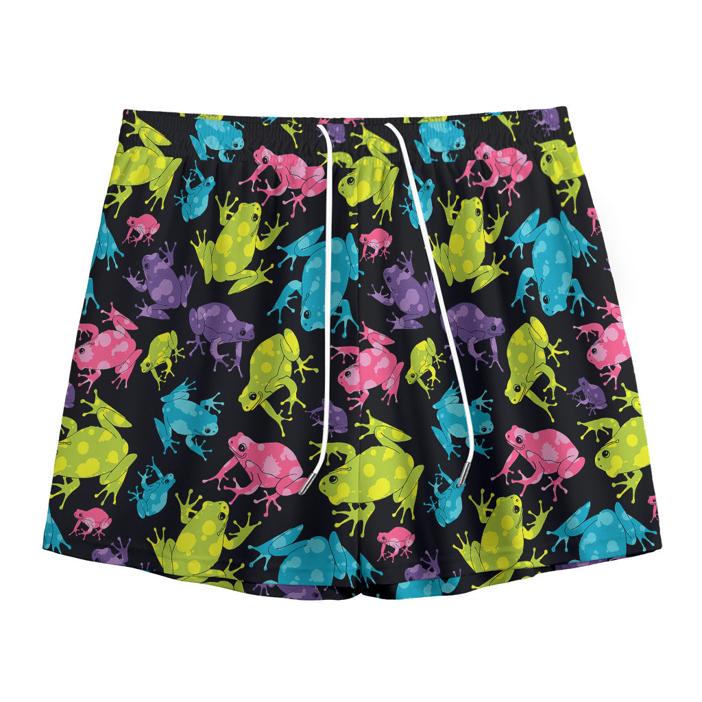 Colorful Frog Pattern Print Mesh Shorts