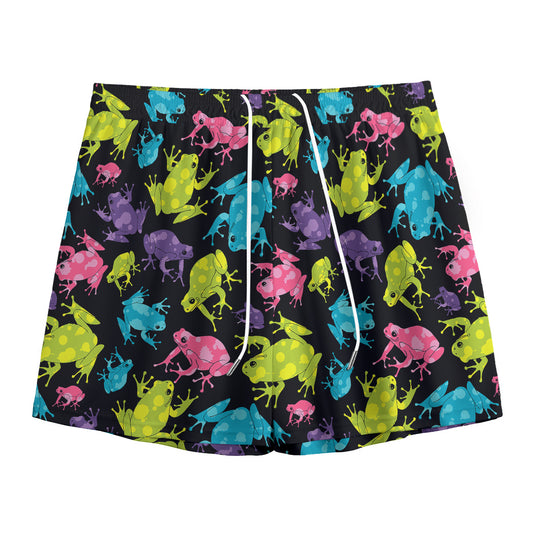 Colorful Frog Pattern Print Mesh Shorts
