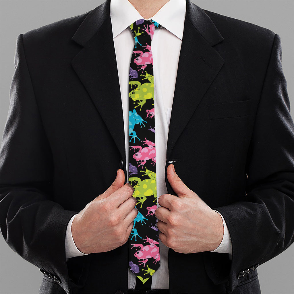 Colorful Frog Pattern Print Necktie