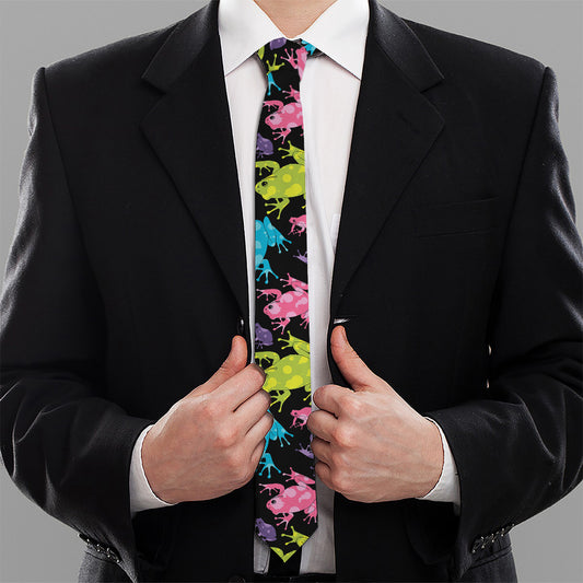 Colorful Frog Pattern Print Necktie