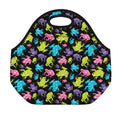 Colorful Frog Pattern Print Neoprene Lunch Bag