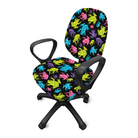 Colorful Frog Pattern Print Office Chair Cover