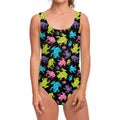 Colorful Frog Pattern Print One Piece Swimsuit