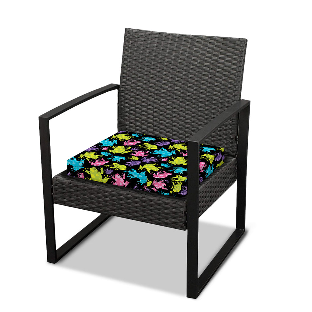 Colorful Frog Pattern Print Outdoor Seat Cushion Cover