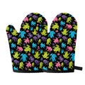 Colorful Frog Pattern Print Oven Mitts