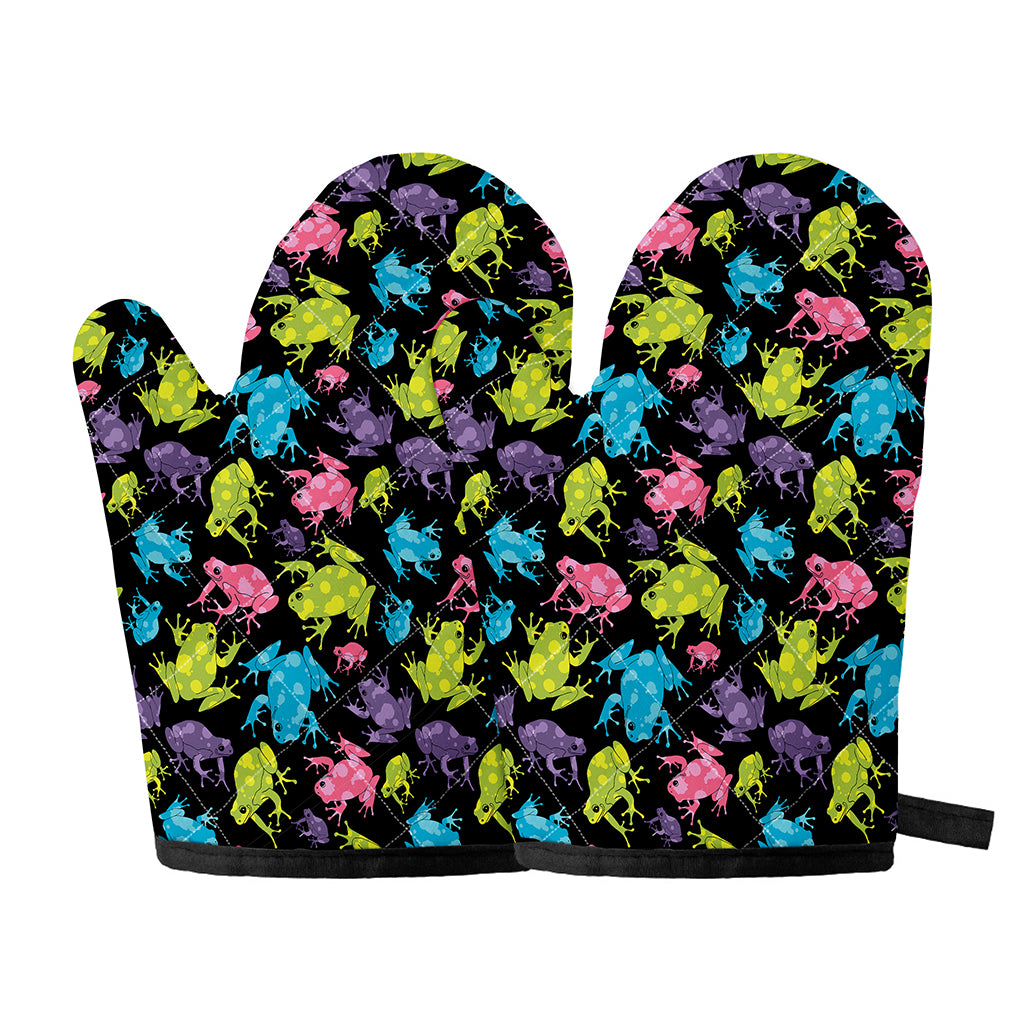 Colorful Frog Pattern Print Oven Mitts