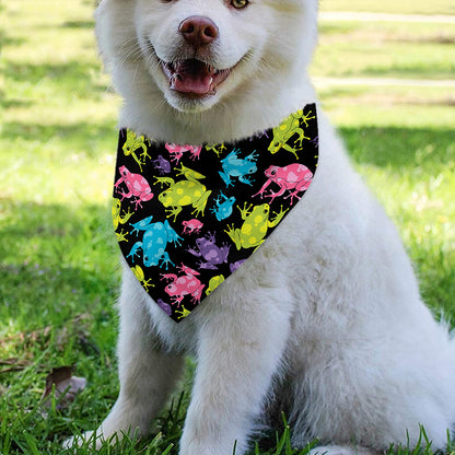 Colorful Frog Pattern Print Over The Collar Dog Bandana