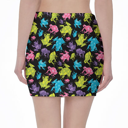 Colorful Frog Pattern Print Pencil Mini Skirt