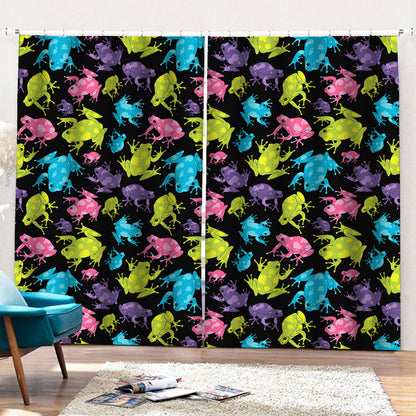 Colorful Frog Pattern Print Pencil Pleat Curtains