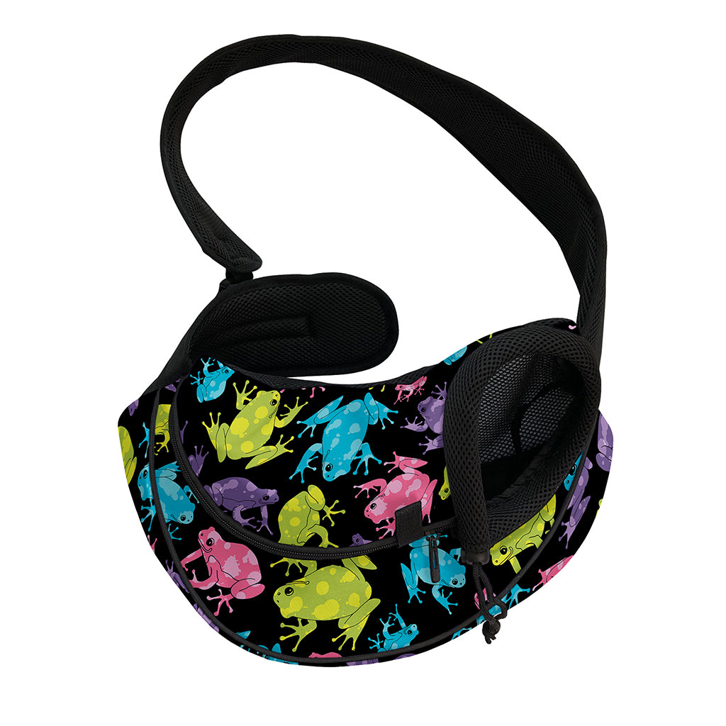 Colorful Frog Pattern Print Pet Sling Carrier