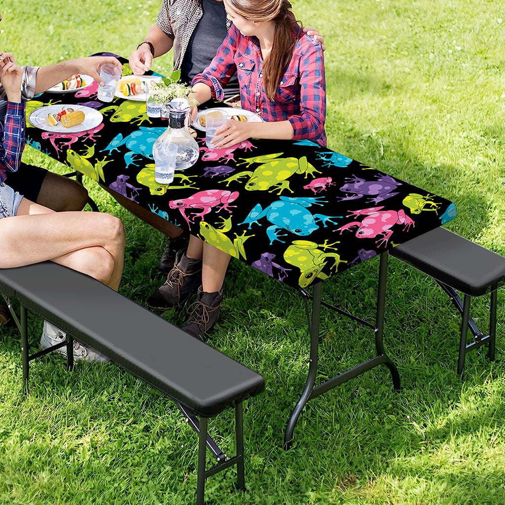 Colorful Frog Pattern Print Picnic Table Cover