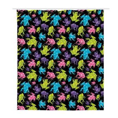 Colorful Frog Pattern Print Polyester Shower Curtain