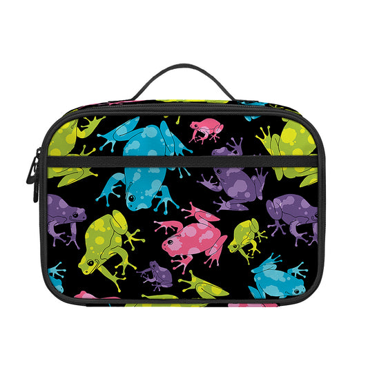 Colorful Frog Pattern Print Portable Lunch Bag