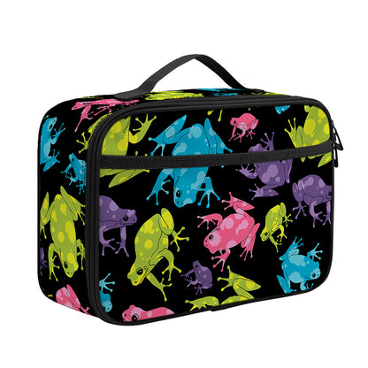 Colorful Frog Pattern Print Portable Lunch Bag