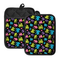 Colorful Frog Pattern Print Pot Holders With Pocket