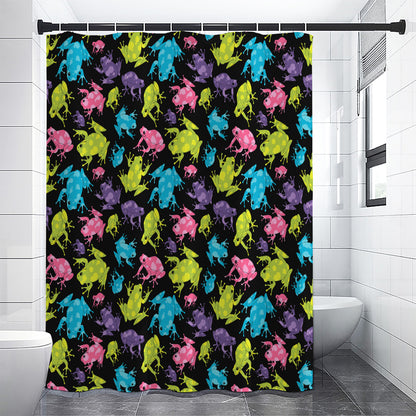 Colorful Frog Pattern Print Premium Shower Curtain