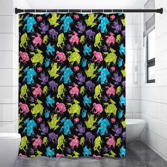 Colorful Frog Pattern Print Premium Shower Curtain