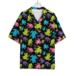 Colorful Frog Pattern Print Rayon Hawaiian Shirt