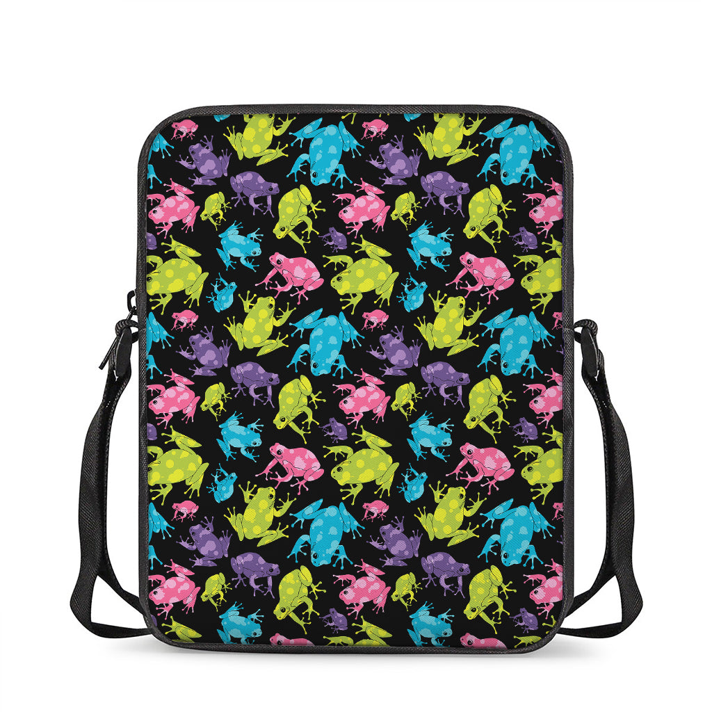 Colorful Frog Pattern Print Rectangular Crossbody Bag