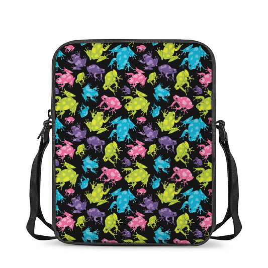 Colorful Frog Pattern Print Rectangular Crossbody Bag