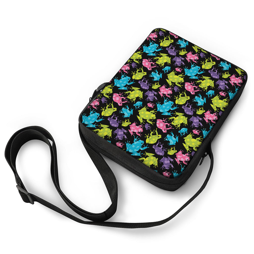 Colorful Frog Pattern Print Rectangular Crossbody Bag