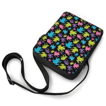 Colorful Frog Pattern Print Rectangular Crossbody Bag