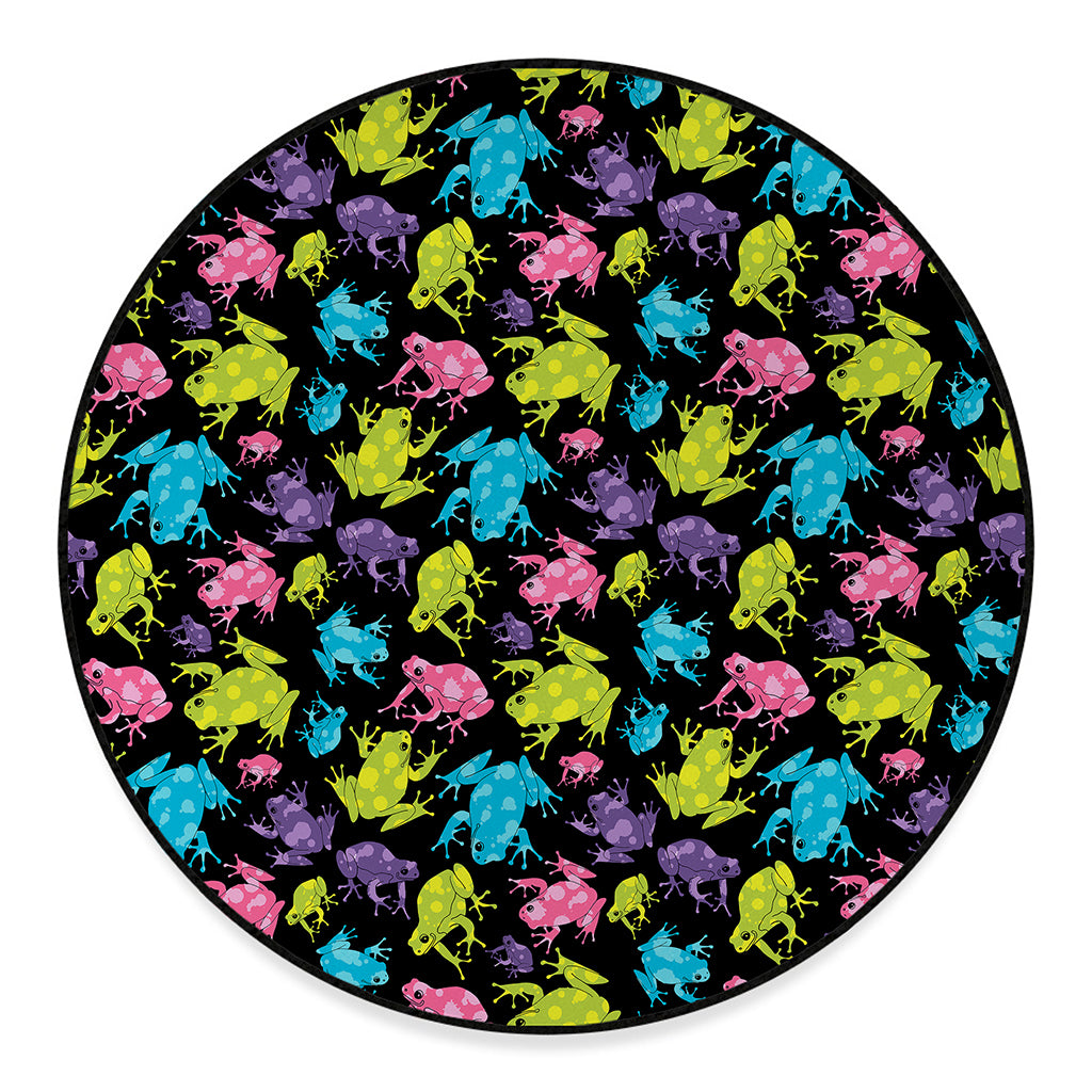 Colorful Frog Pattern Print Round Floor Mat