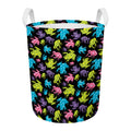 Colorful Frog Pattern Print Round Laundry Basket