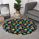 Colorful Frog Pattern Print Round Rug