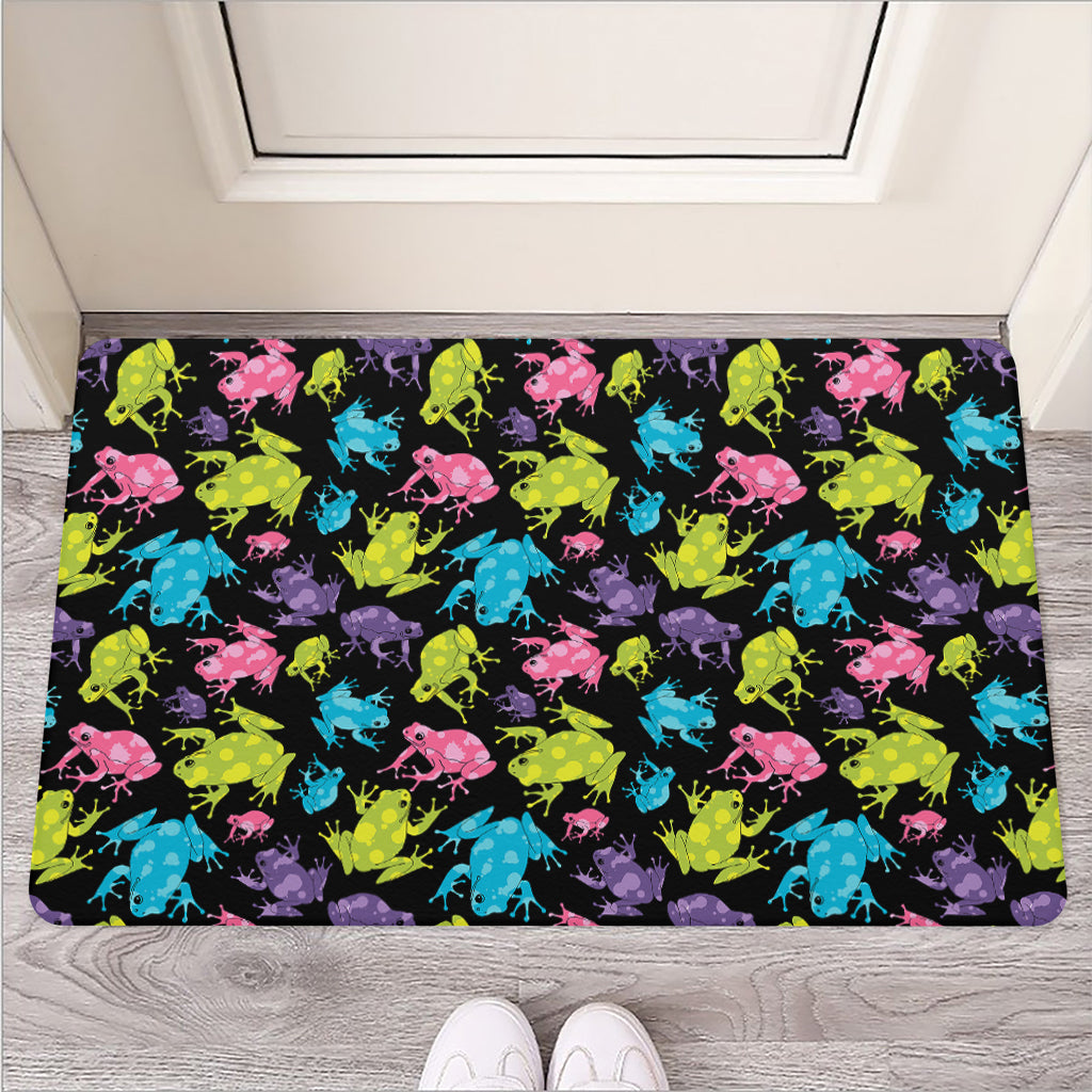 Colorful Frog Pattern Print Rubber Doormat