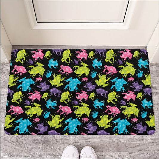 Colorful Frog Pattern Print Rubber Doormat