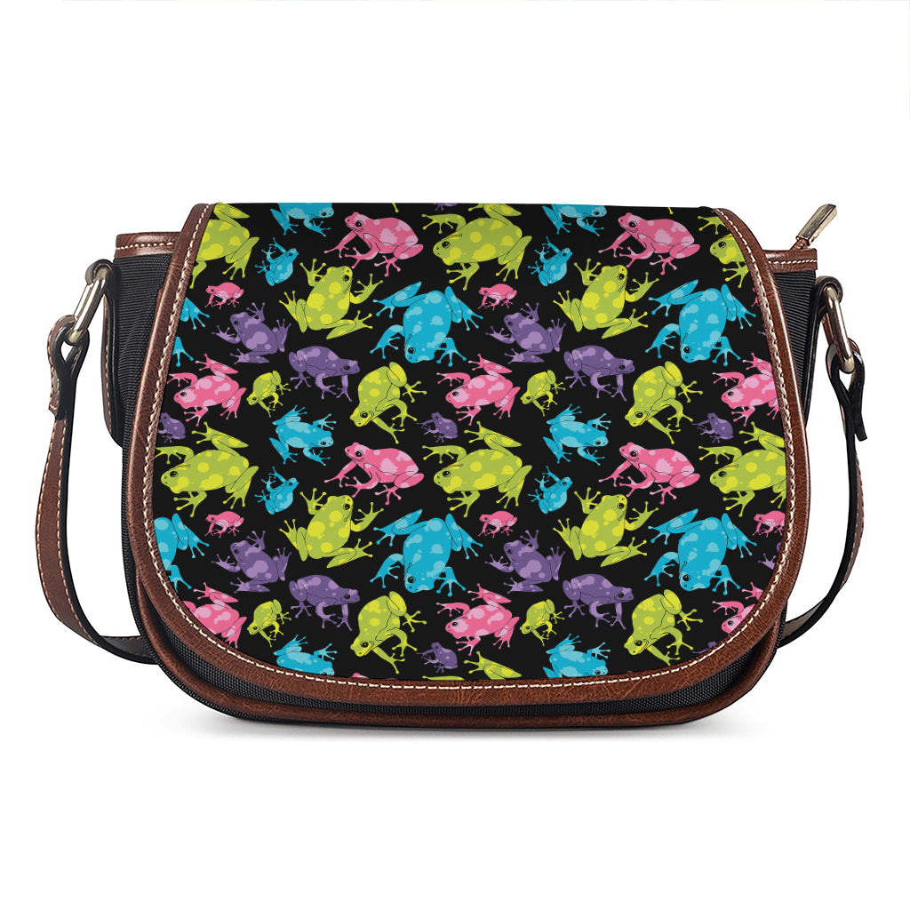 Colorful Frog Pattern Print Saddle Bag