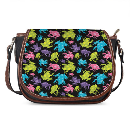 Colorful Frog Pattern Print Saddle Bag