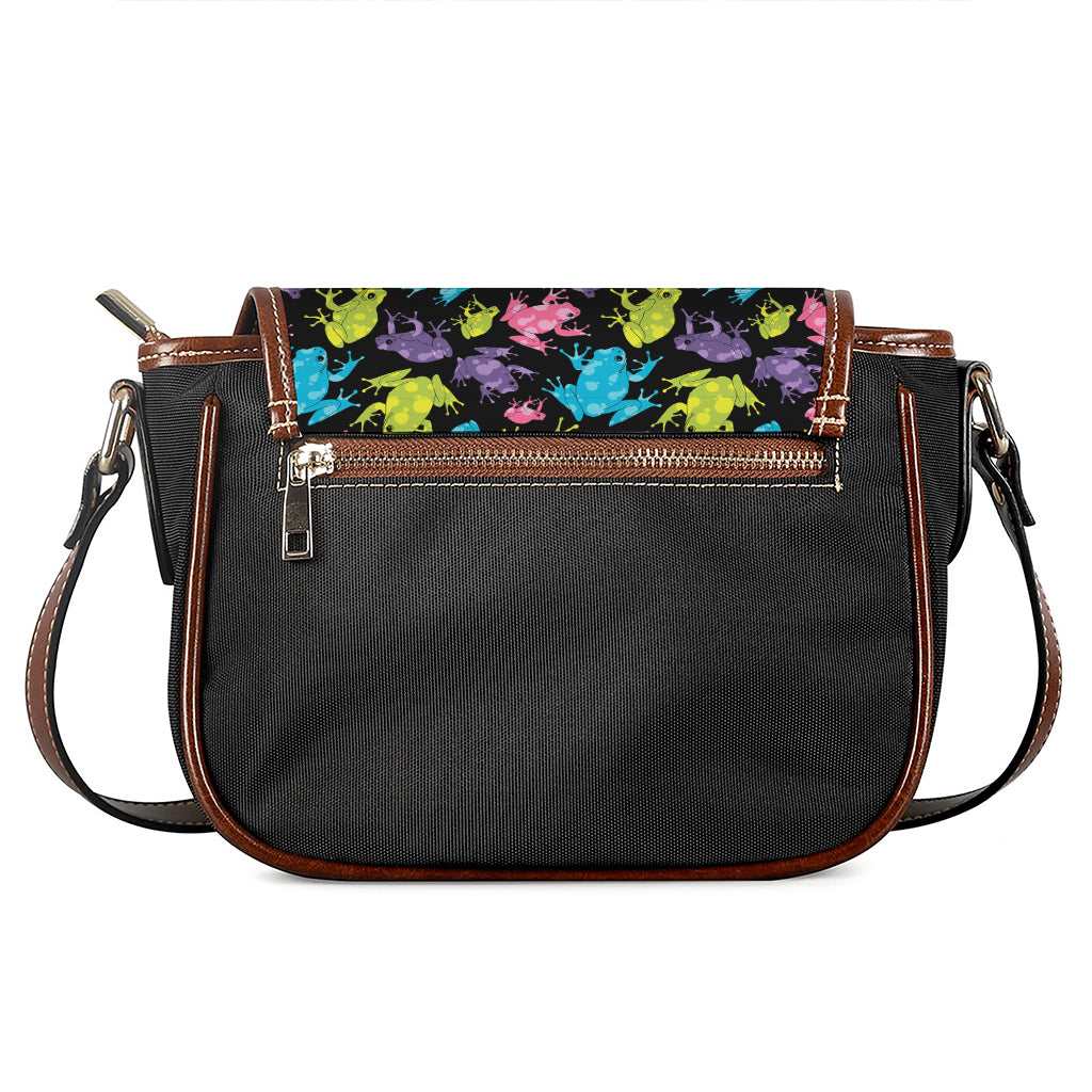 Colorful Frog Pattern Print Saddle Bag