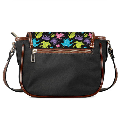 Colorful Frog Pattern Print Saddle Bag