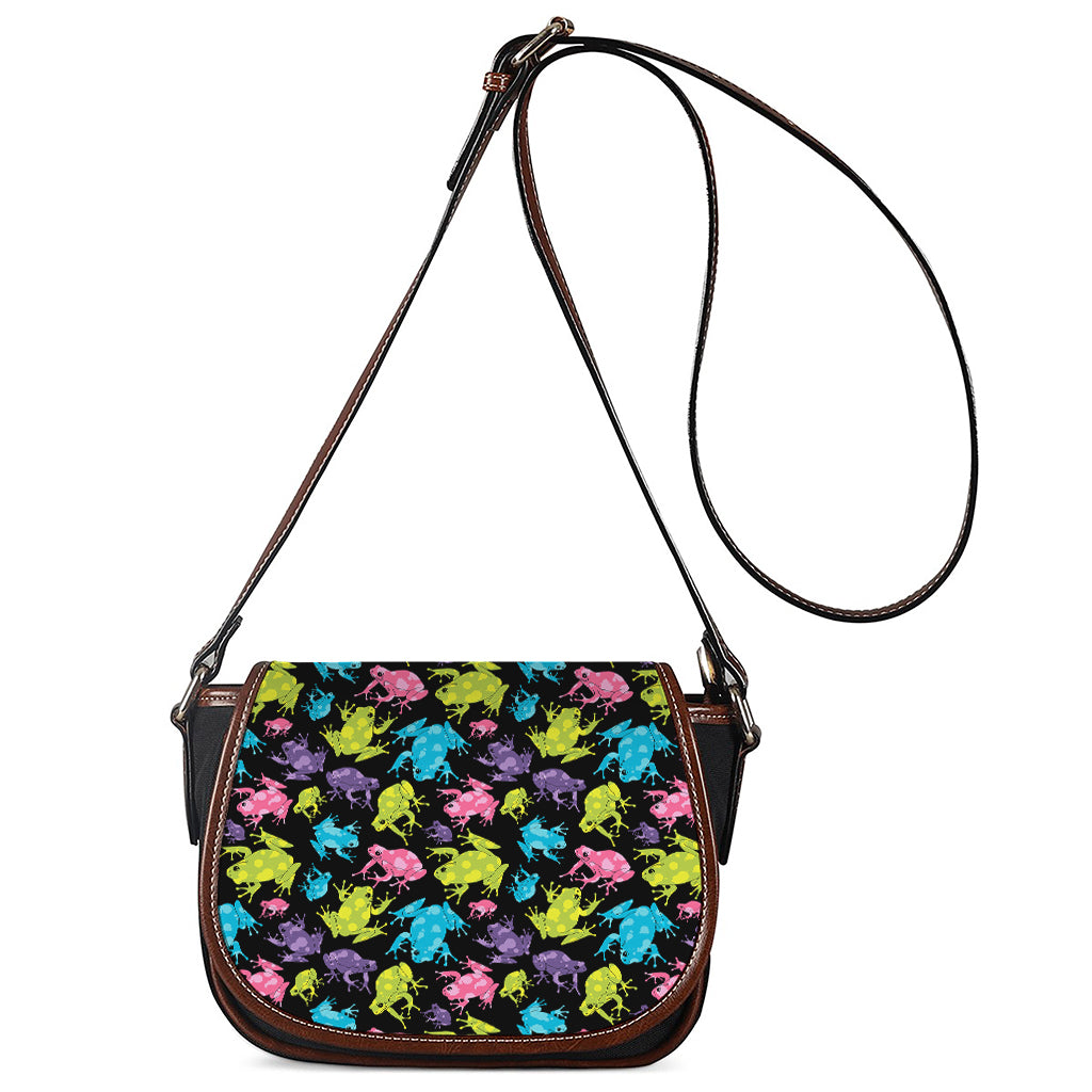 Colorful Frog Pattern Print Saddle Bag