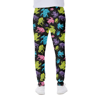 Colorful Frog Pattern Print Scuba Joggers